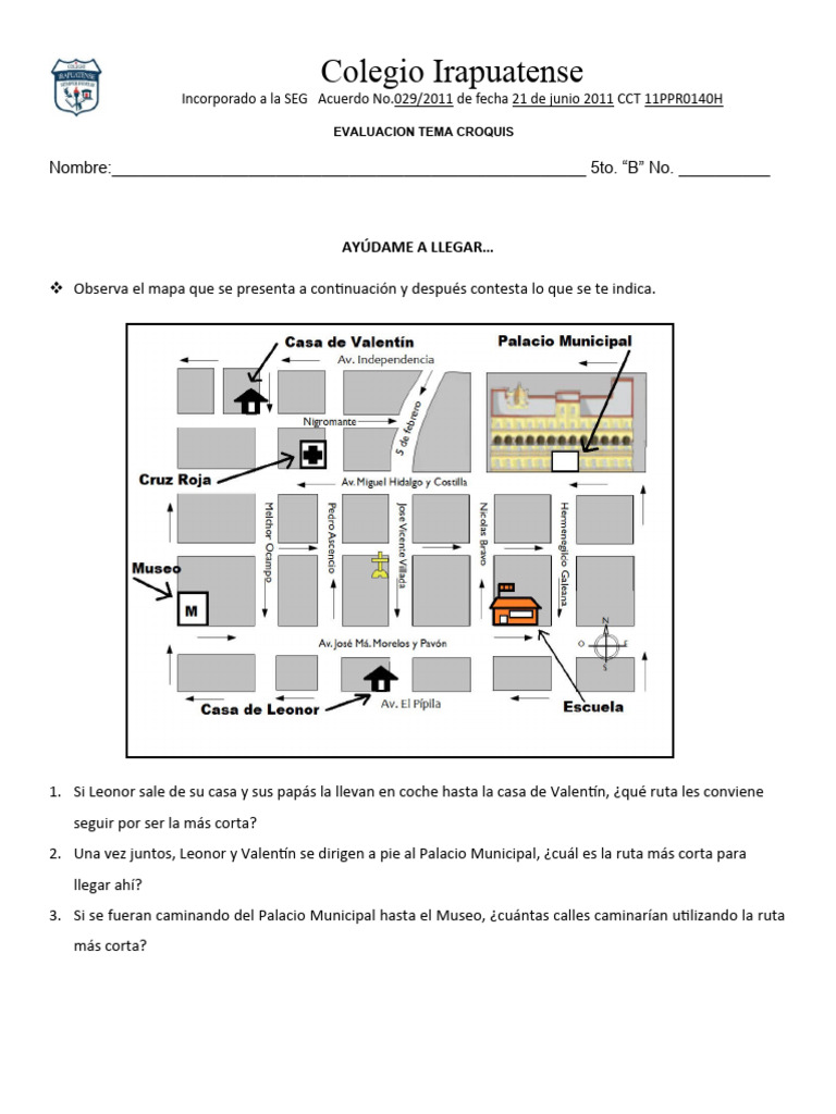 Evaluación de Croquis para 5to Grado | PDF