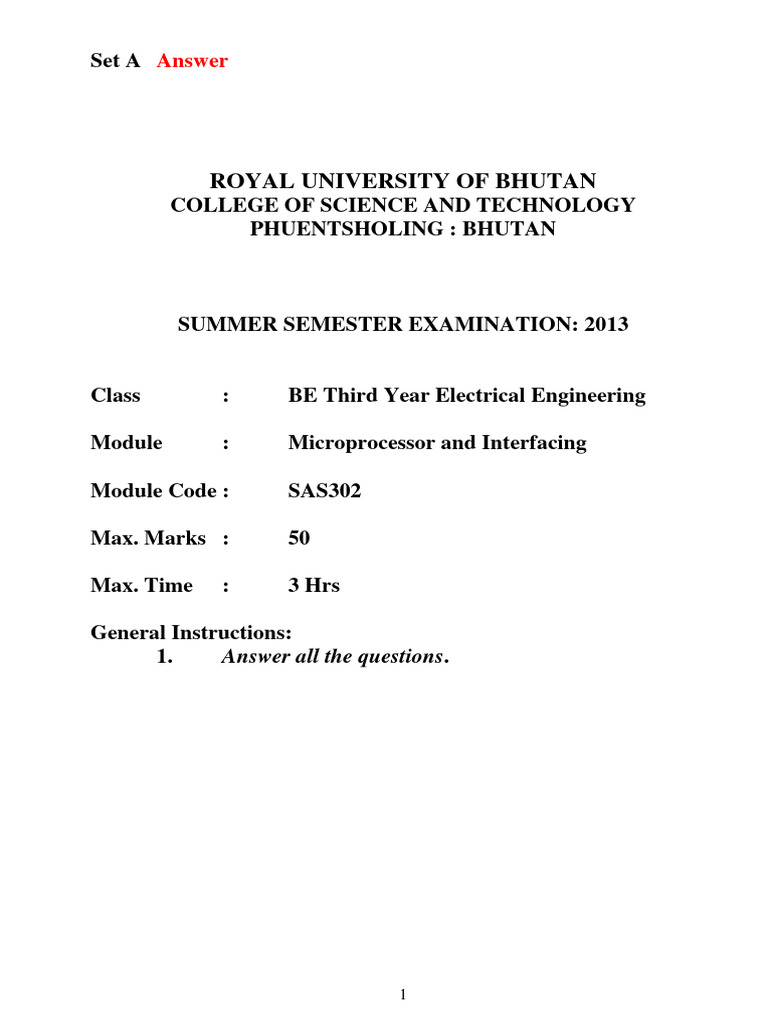 Microprocessor Exam Paper 2013 | PDF | Computer Program | Programming
