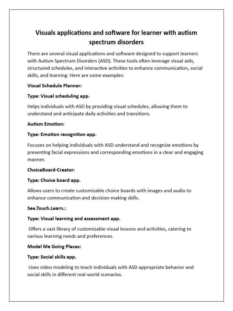 Apps for Autism Learning Support | PDF | Autism Spectrum | Communication