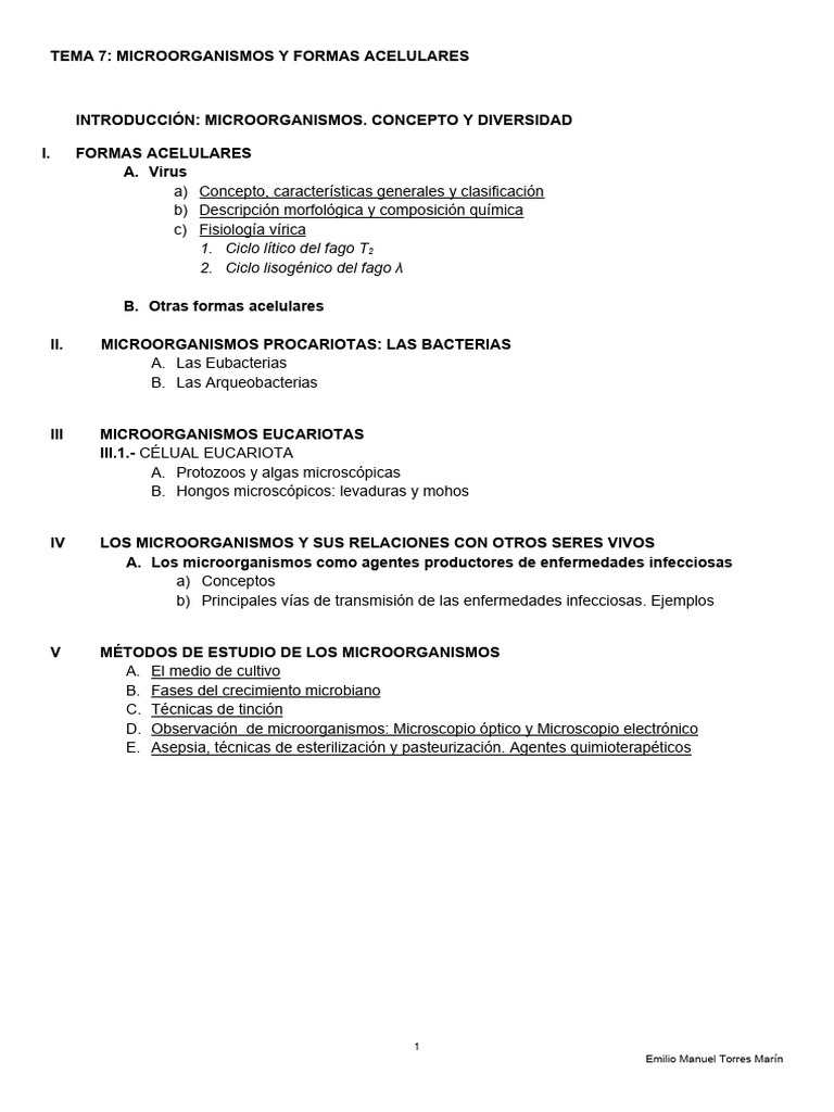 Tema 7 Microorganismos y Formas Acelulares 2 | PDF | Virus | Las bacterias