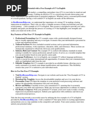 Free Example of Cv in English