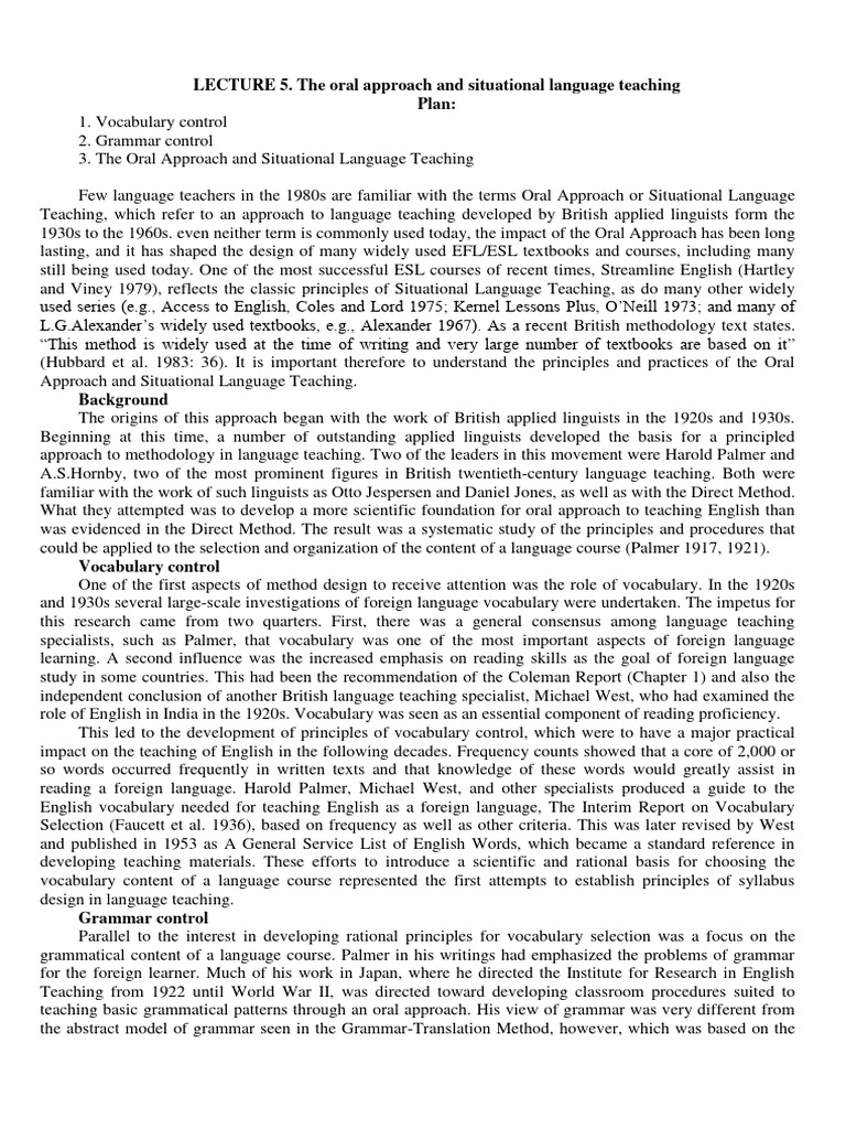 Oral Approach in Language Teaching | PDF | Language Education | Grammar
