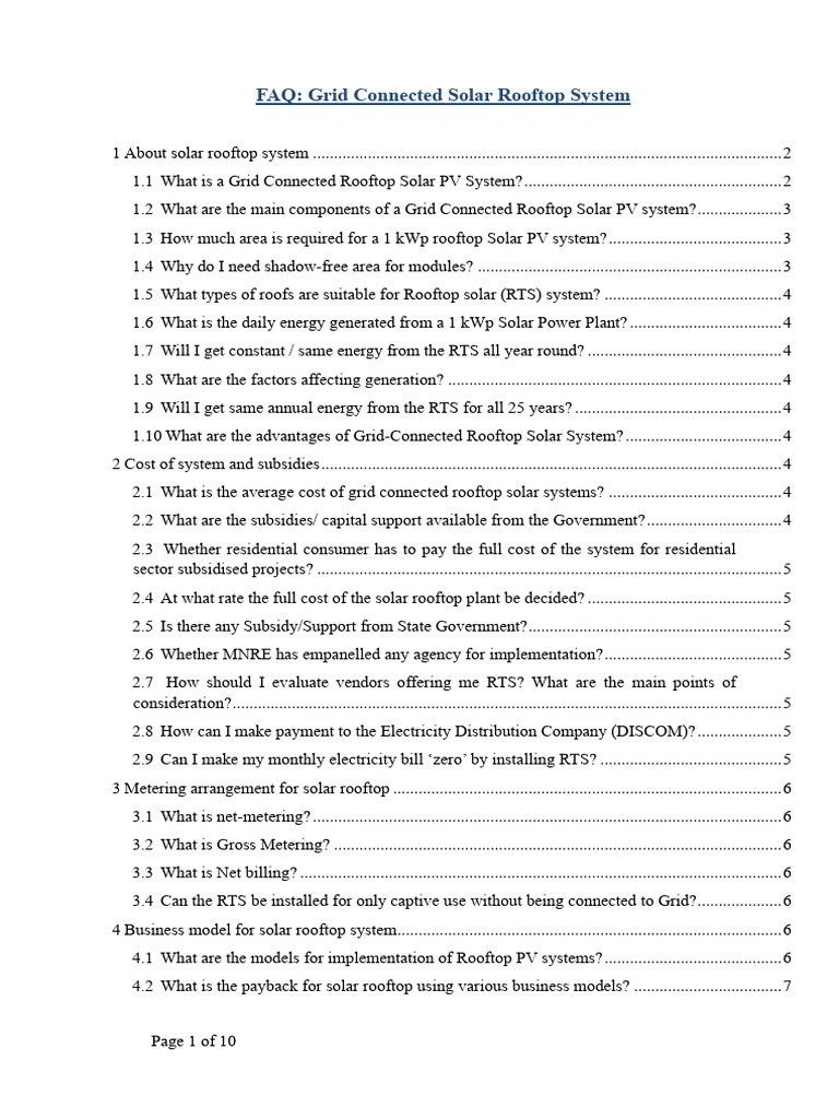 Grid Connected Solar Rooftop FAQ | PDF | Solar Power | Photovoltaic System