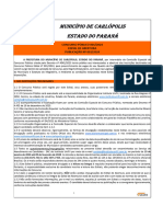 Município de Carlópolis Estado Do Paraná: Concurso Público 001/2024 Edital de Abertura Publicação Nº