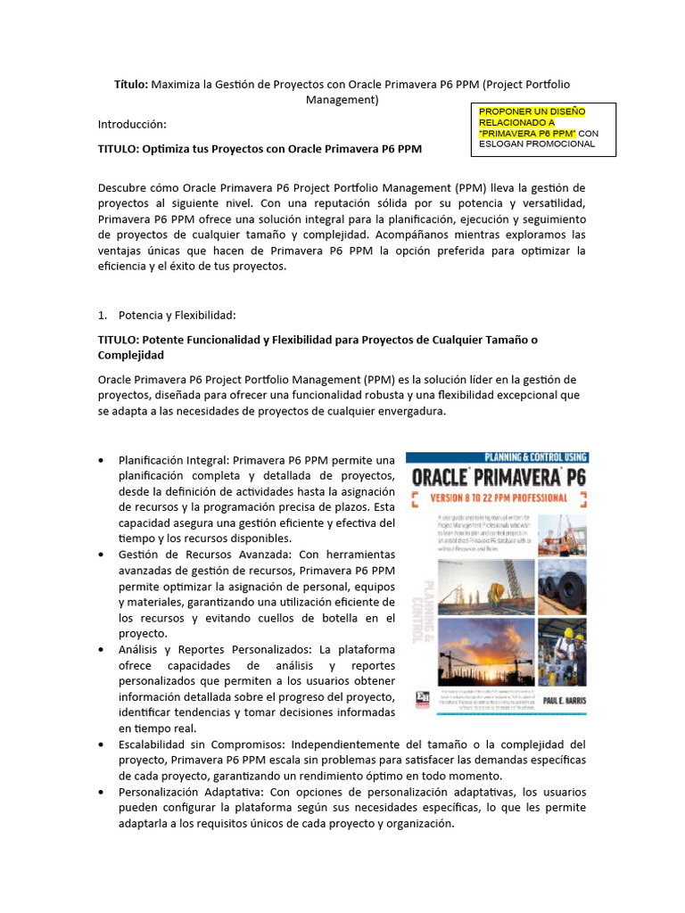 Optimiza Proyectos con Primavera P6 PPM | PDF | Escalabilidad | Soporte ...