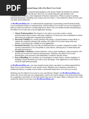 Fax Sheet Cover Letter