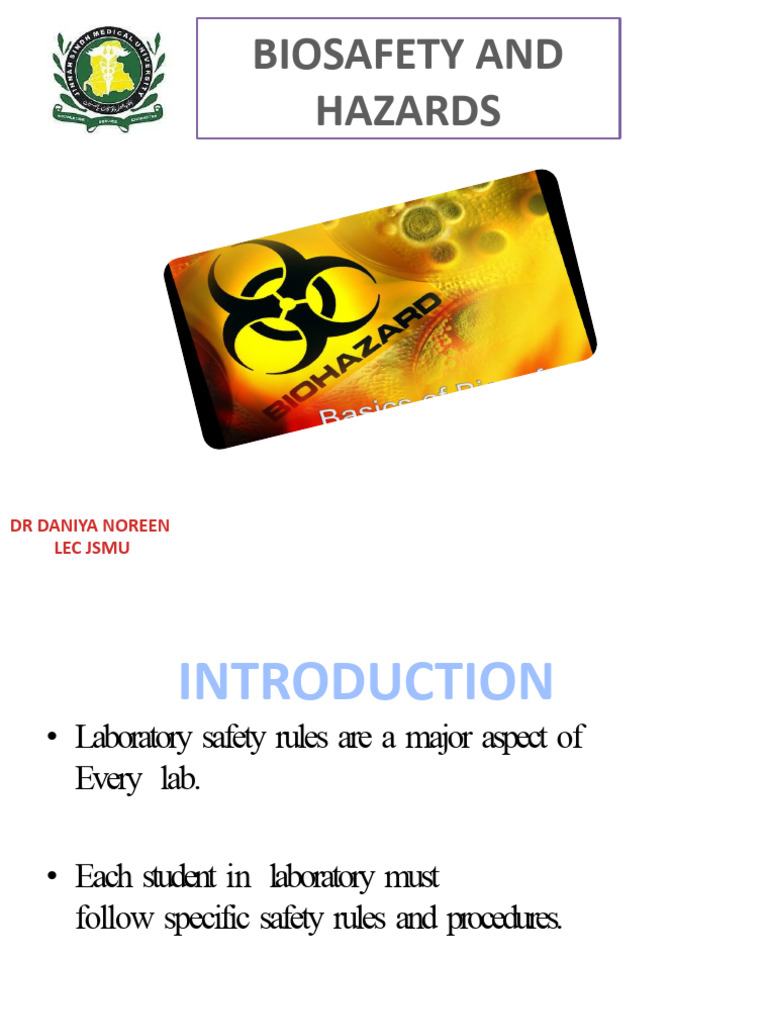Lab 1 biosafety and hazards pdf