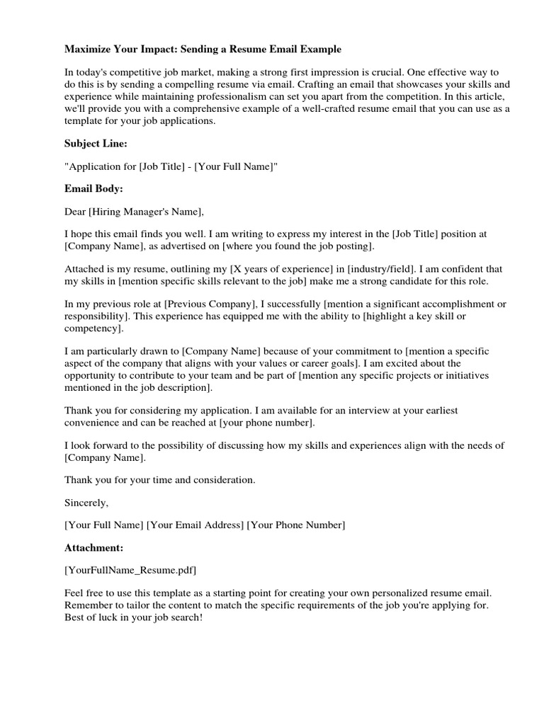 Sending Resume Email Example | PDF | Résumé | Linked In