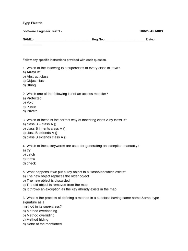 Software engineer test 1 pdf