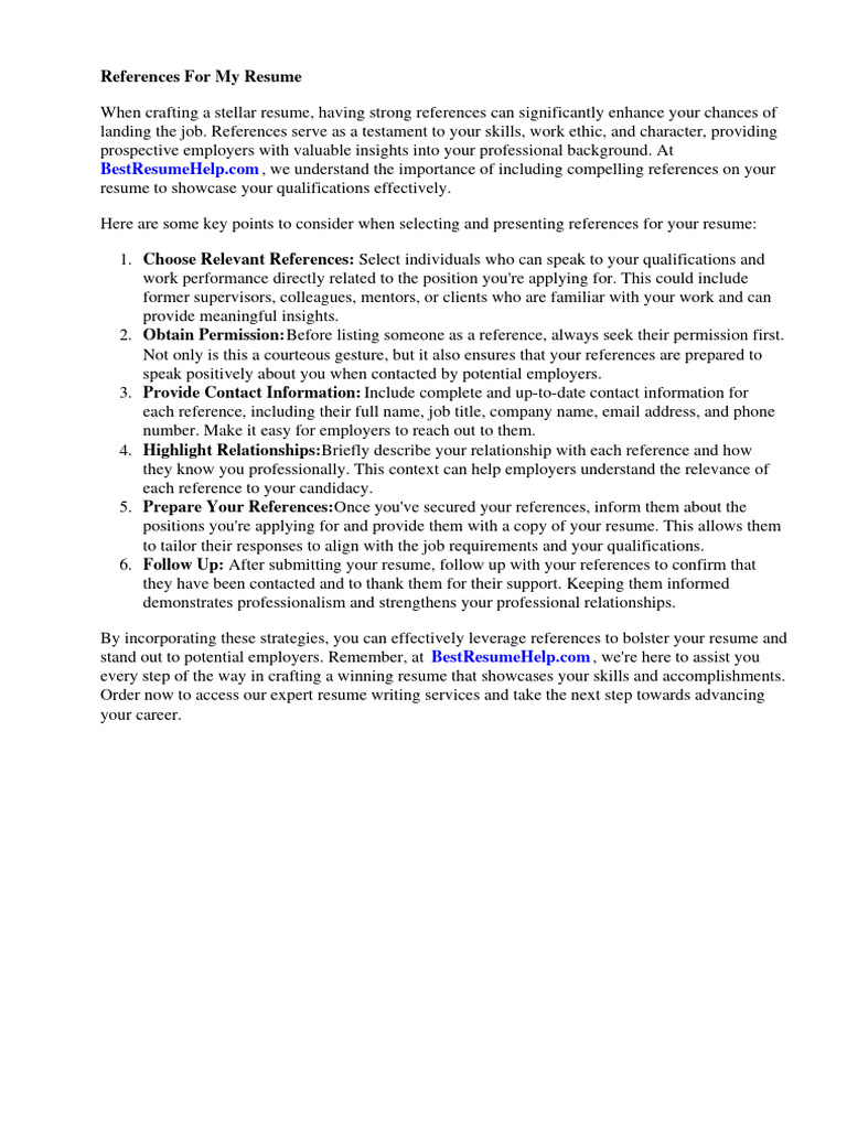 References For My Resume | PDF