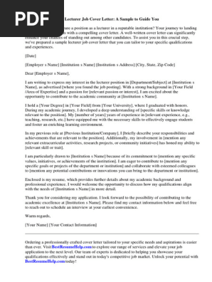 Lecturer Job Cover Letter Sample