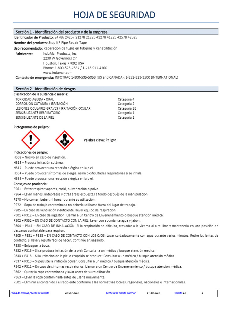 HDS - Stop It® Pipe Repair System - ESP | PDF | Residuos | Agua