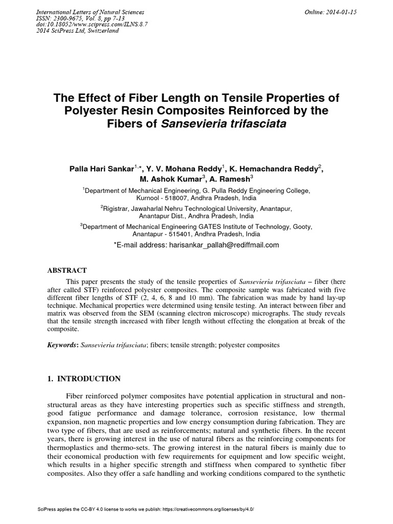 The Effect of Fiber Length On Tensile Properties o | PDF | Composite ...