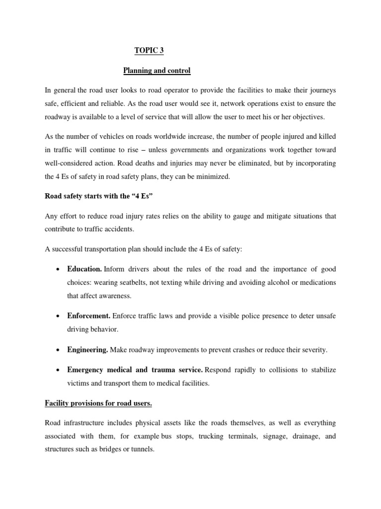 TOPIC 3 Planning and Control | PDF | Traffic Collision | Road Traffic ...