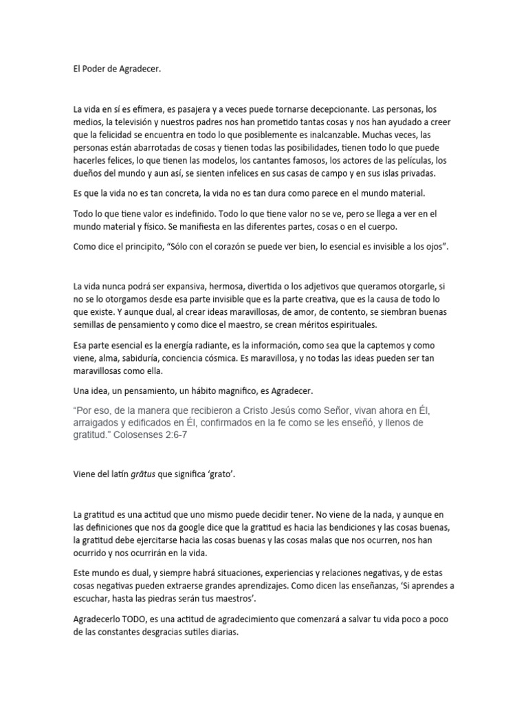 El Poder Del Agradecimiento - Génesis Prato | PDF | Gratitud | Vida