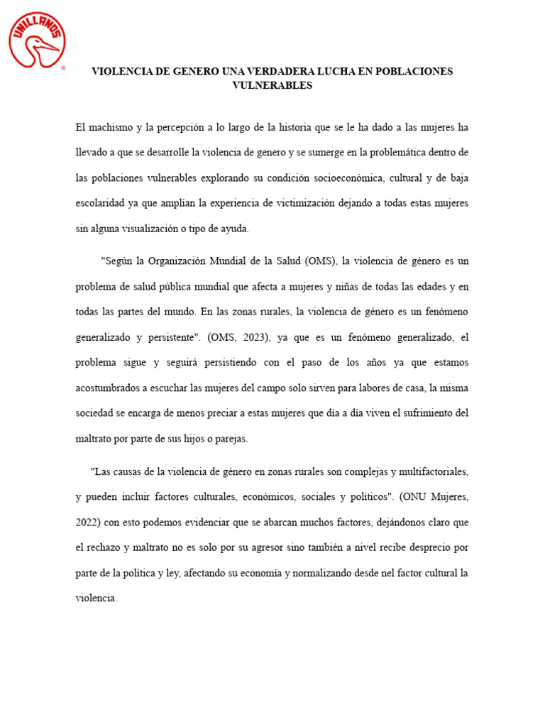 Violencia de Género en Zonas Rurales | PDF | La violencia contra las ...