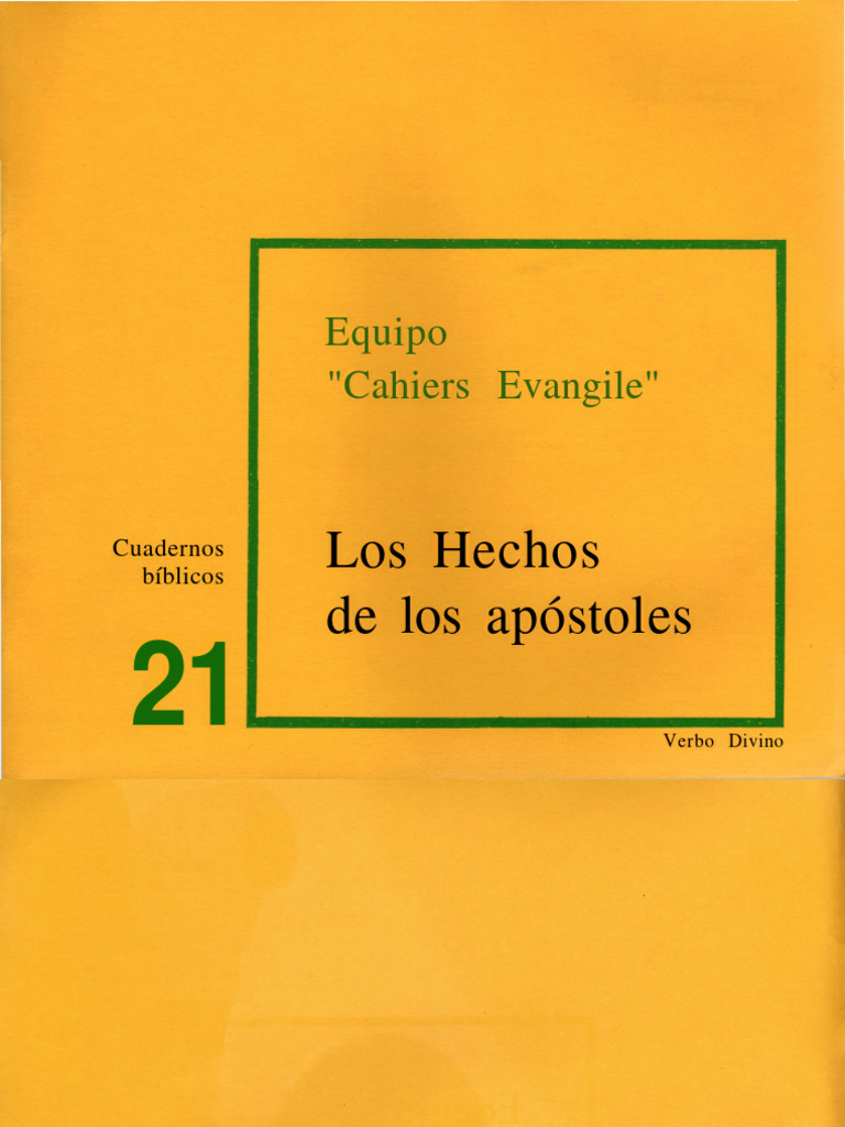 Los Hechos De Los Apóstoles Equipo Cahiers Evangile Nicolás Darrícal