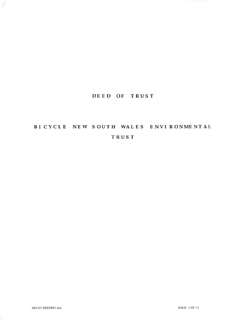 Bicycle NSW Environmental Trust Deed | PDF | Trust Law | Donation