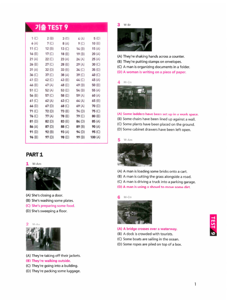Answers and Transcripts Test 9 | PDF