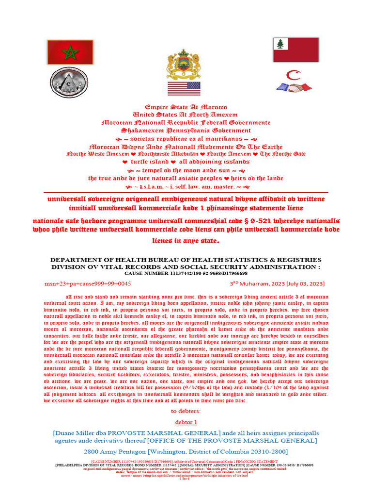 Universall $100 000 000 Kommerciale Kode Lienes SOCIAL SECURITY AND