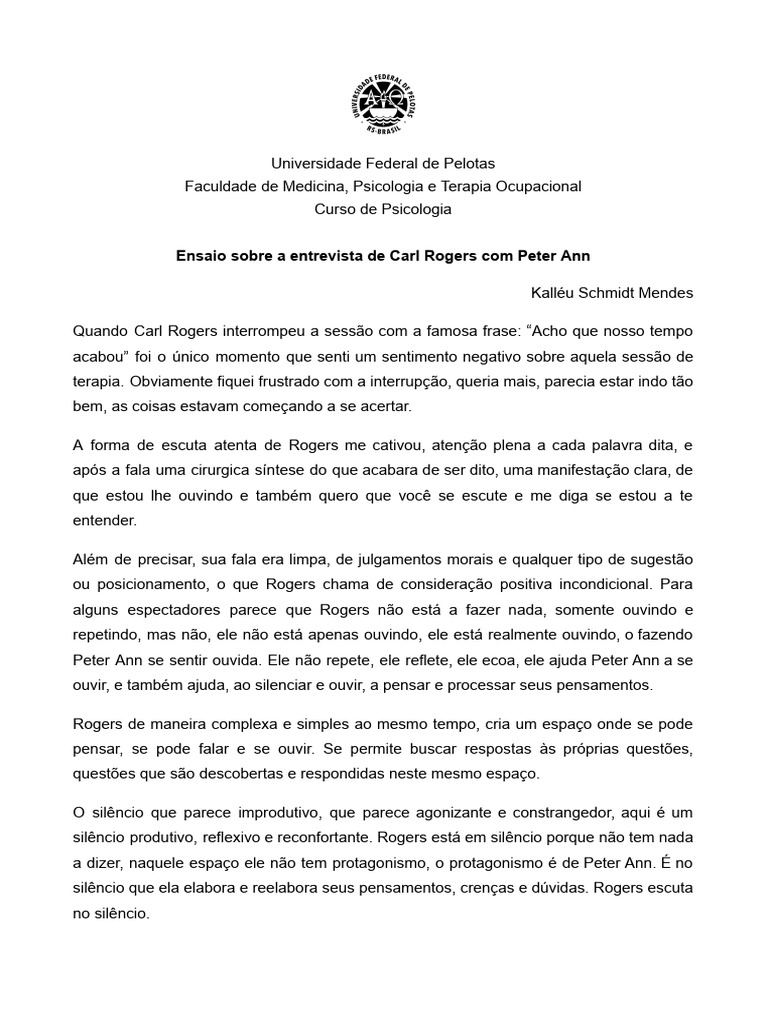 Ensaio Carl Rogers Com Peter Ann PDF