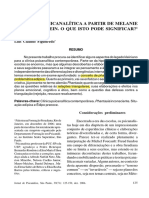 A Clínica Psicanalítica A Partir de Melanie Klein - o Que Isto Pode Significar