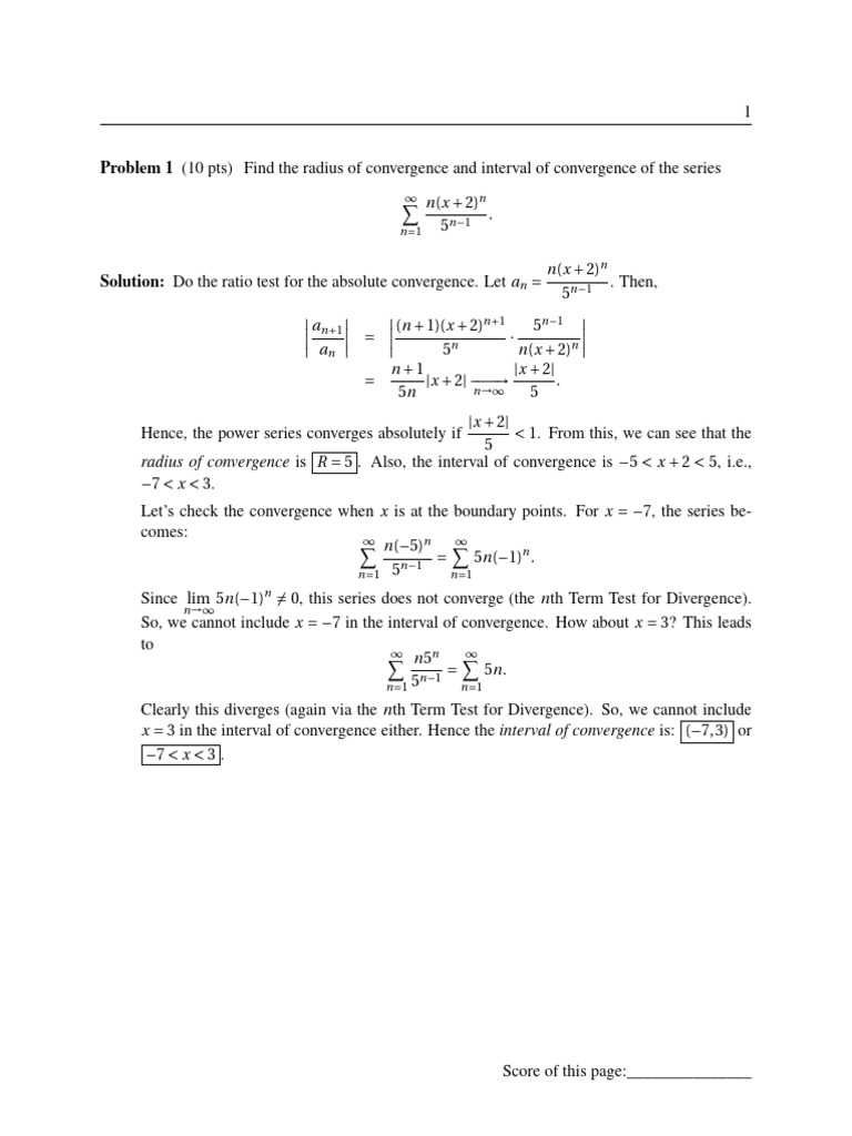 Exercises Power Series | PDF | Power Series | Mathematical Concepts