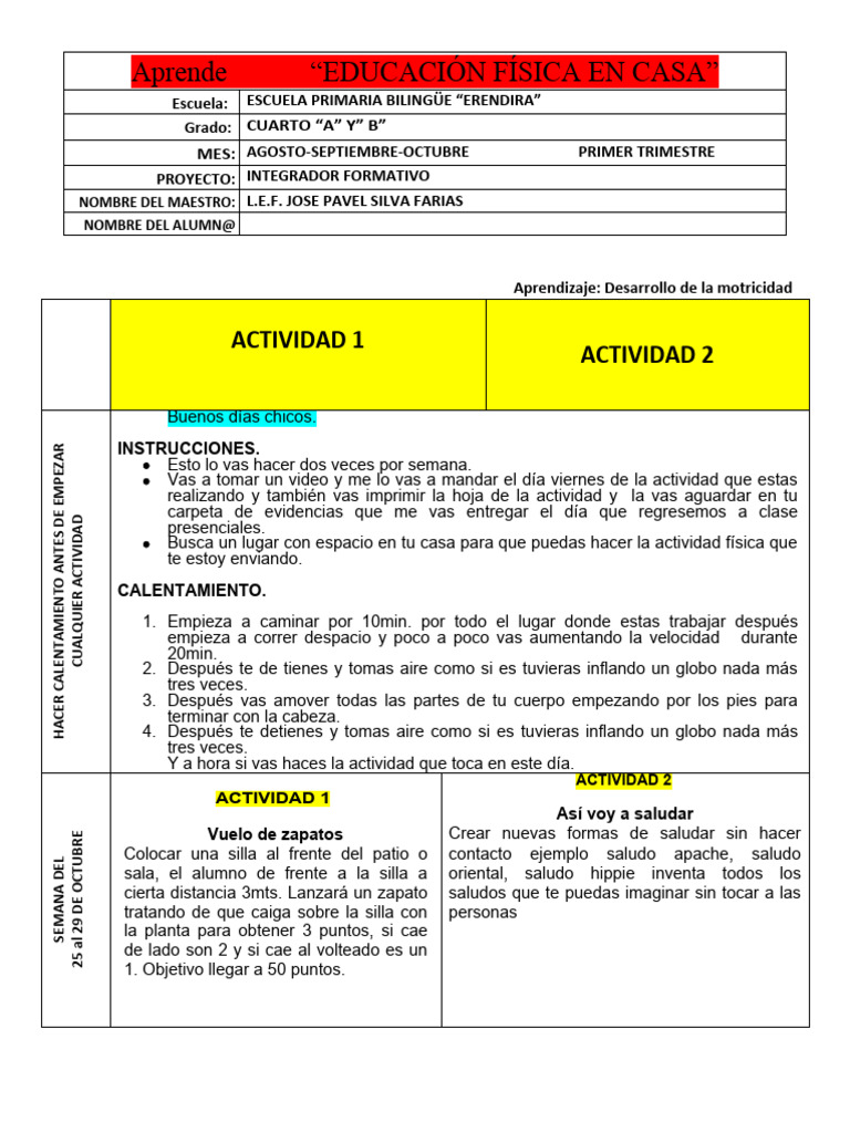 4ºA Y B Actividades de Esta Semana Del 25 Al 29 de 0ctubre Del 2021 | PDF