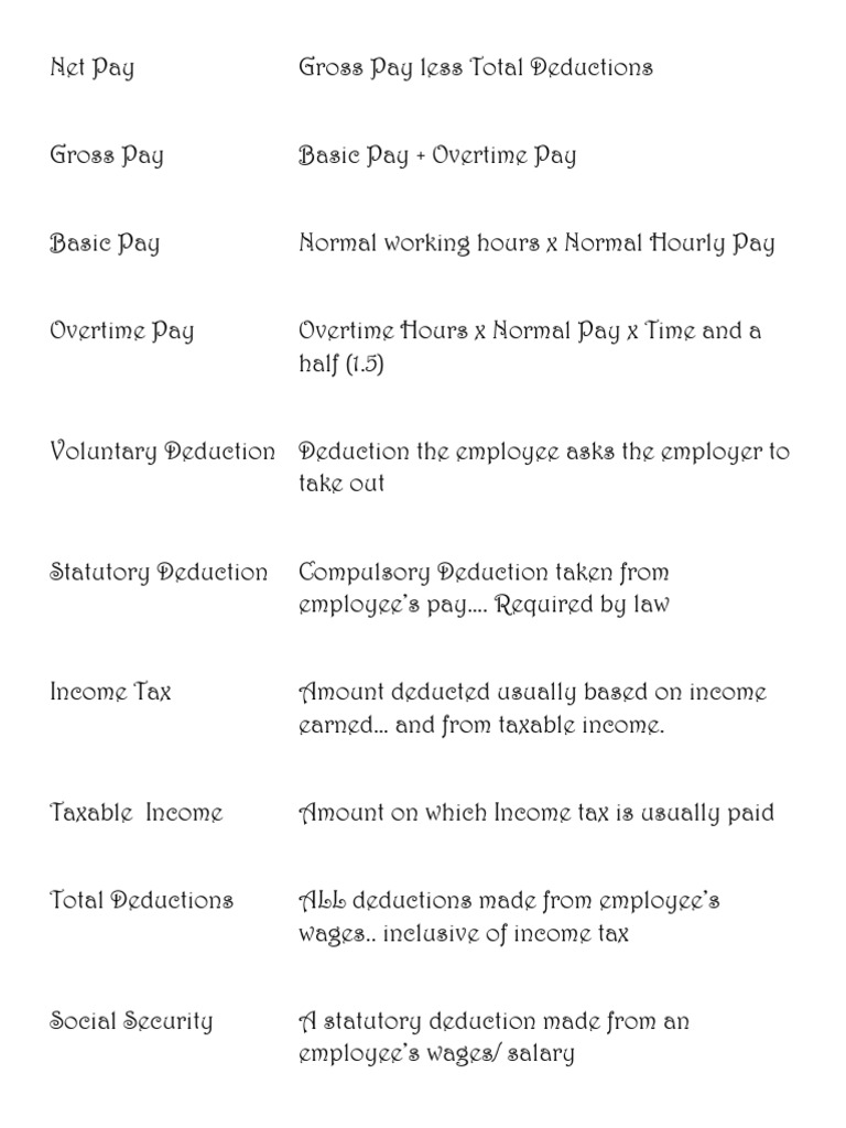 CSEC POA Payroll Terms Exercise | PDF
