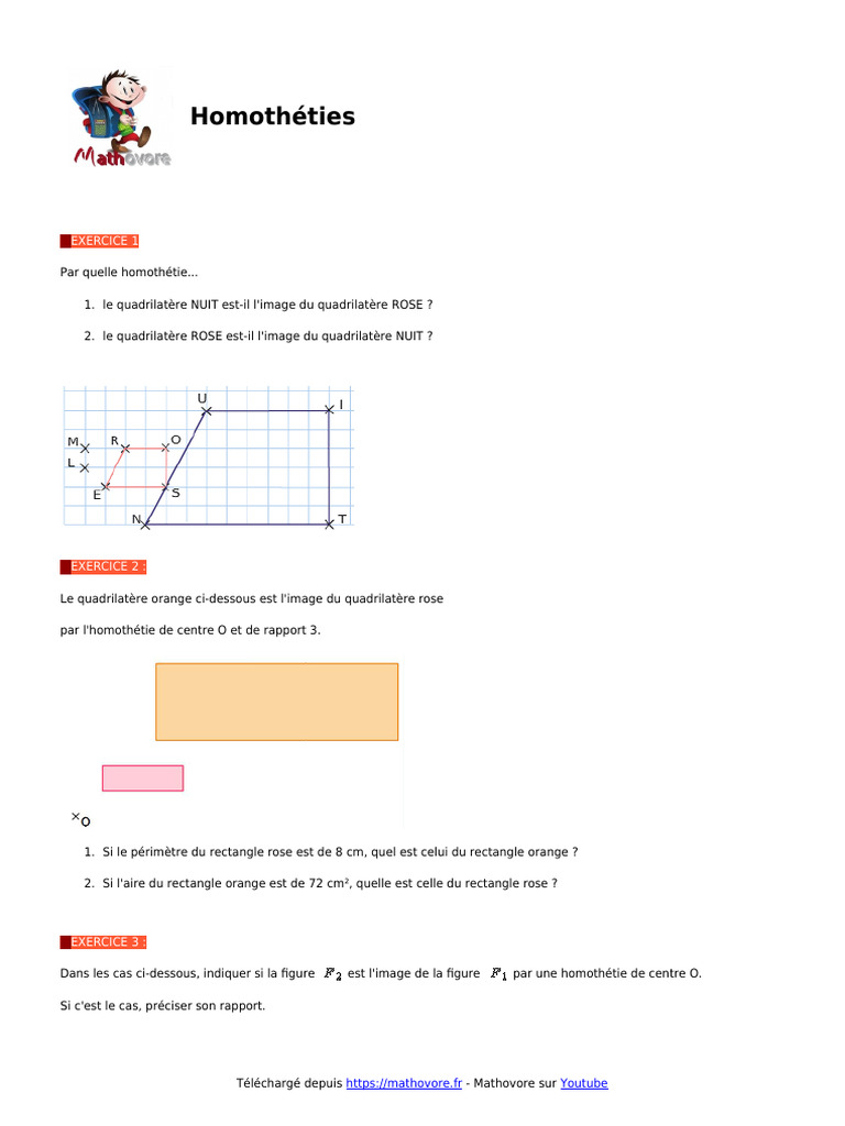 Exercices corrigés sur l'homothétie 3ème | PDF | Méthodes et références ...