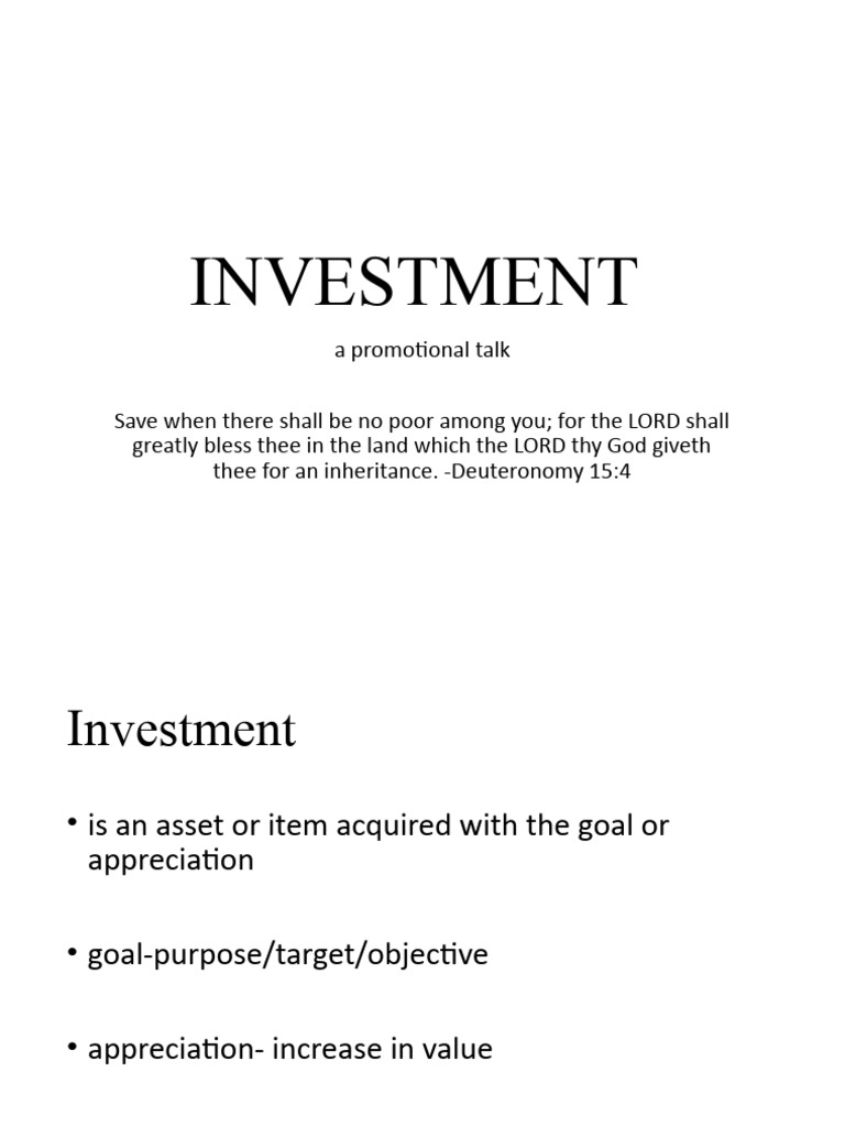 INVESTMENT and Bible Verses PDF Investing Religious Belief And