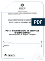 Ps 02 Profissional de Serviços Operacionais II - Processamento de Roupas - Rouparia 40 Q