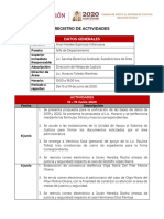 Formato Del Reporte de Actividades Del Área de MJ. 8 - 12 Junio 2020