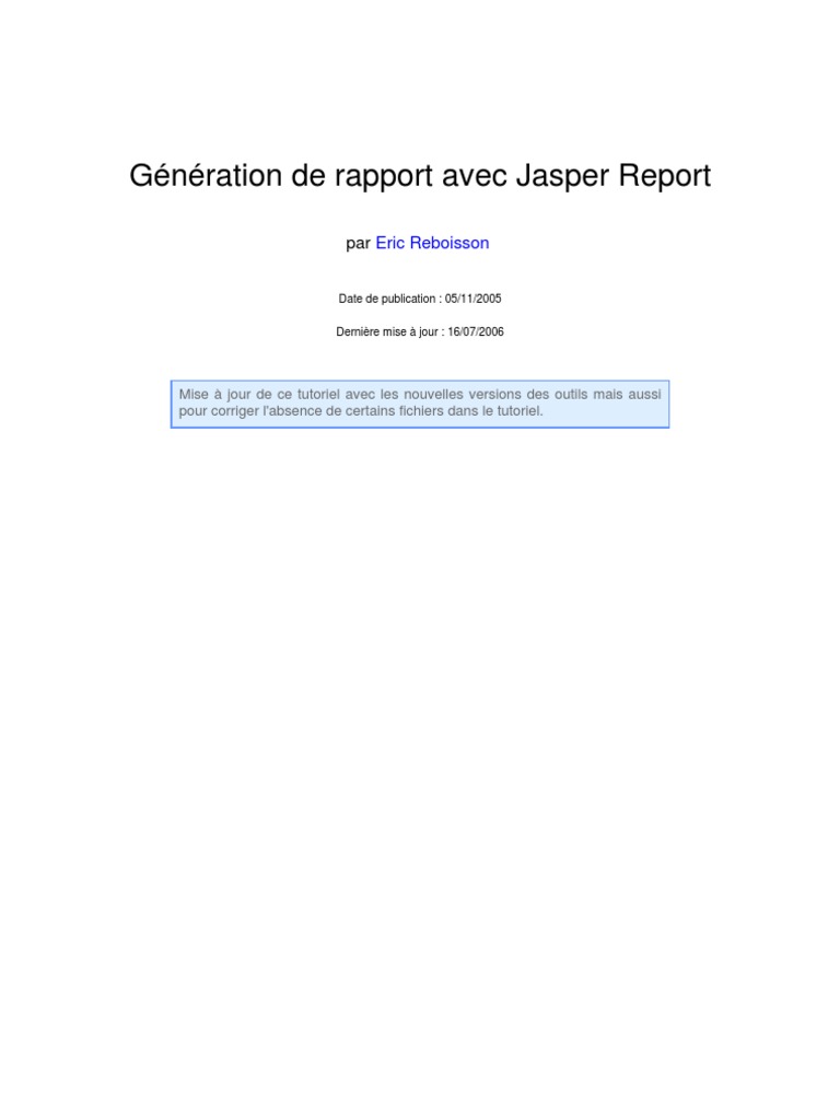 Jasper Report | PDF | Java (Langage de programmation) | Fichier ...