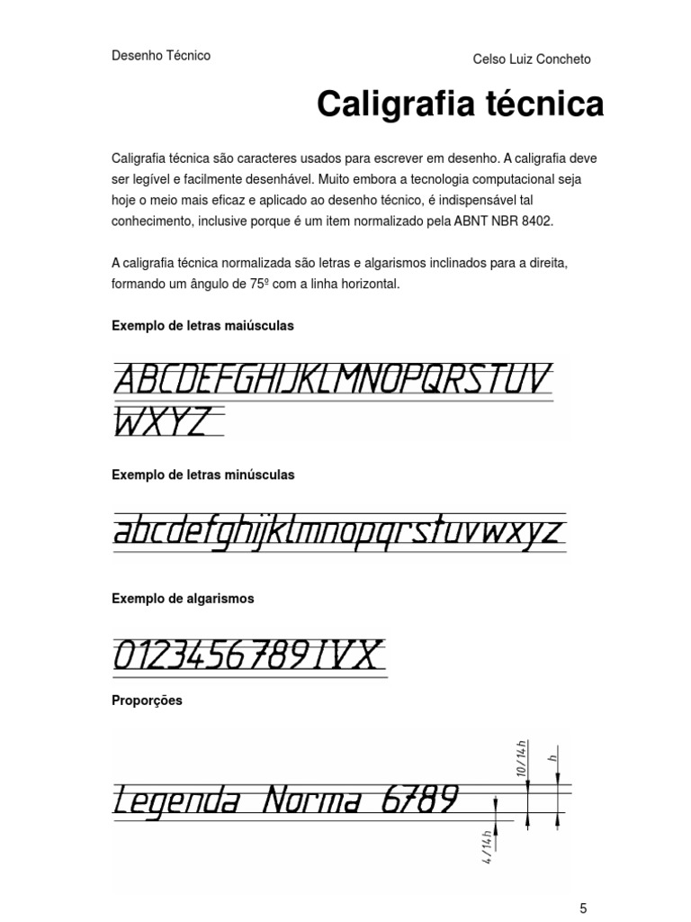 Caligrafia Técnica Normalizada em Desenho | PDF | Arte | Computadores