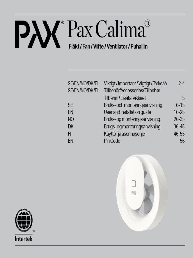Manual Bathroom Fan Calima | PDF