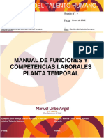 Manual de Funciones y Competencias Laborales de Planta Temporal