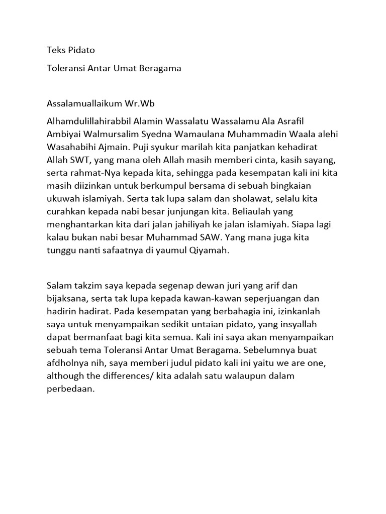 Teks Pidato Toleransi PDF