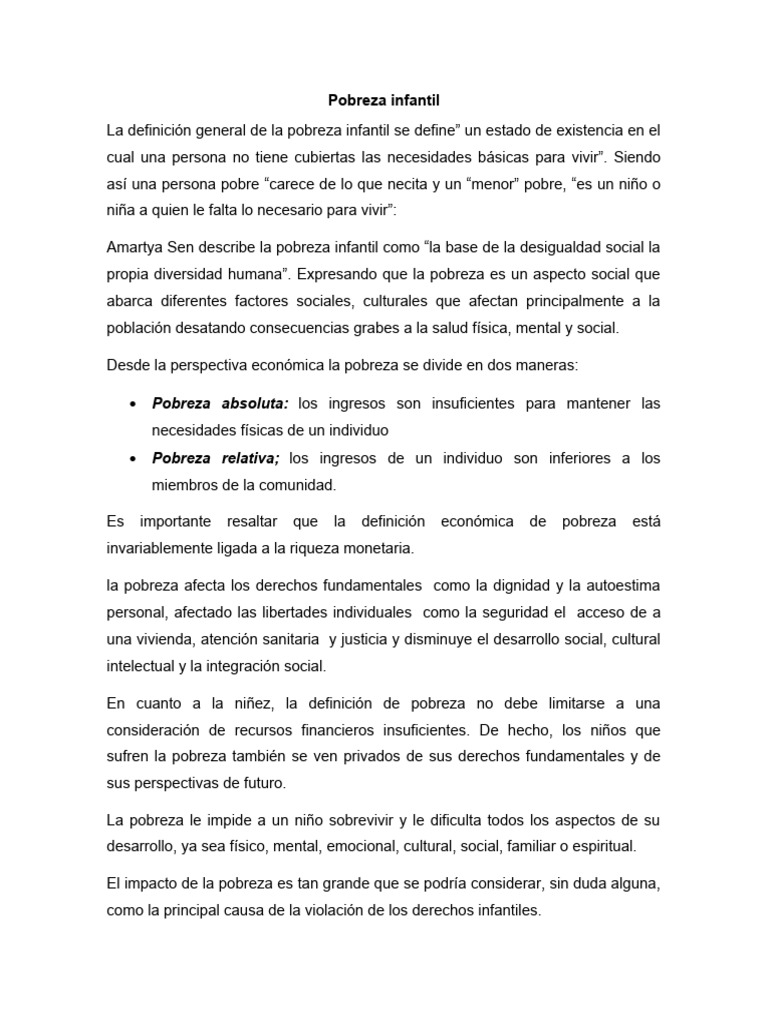 Impacto de la Pobreza Infantil | PDF | Pobreza | Pobreza e indigencia