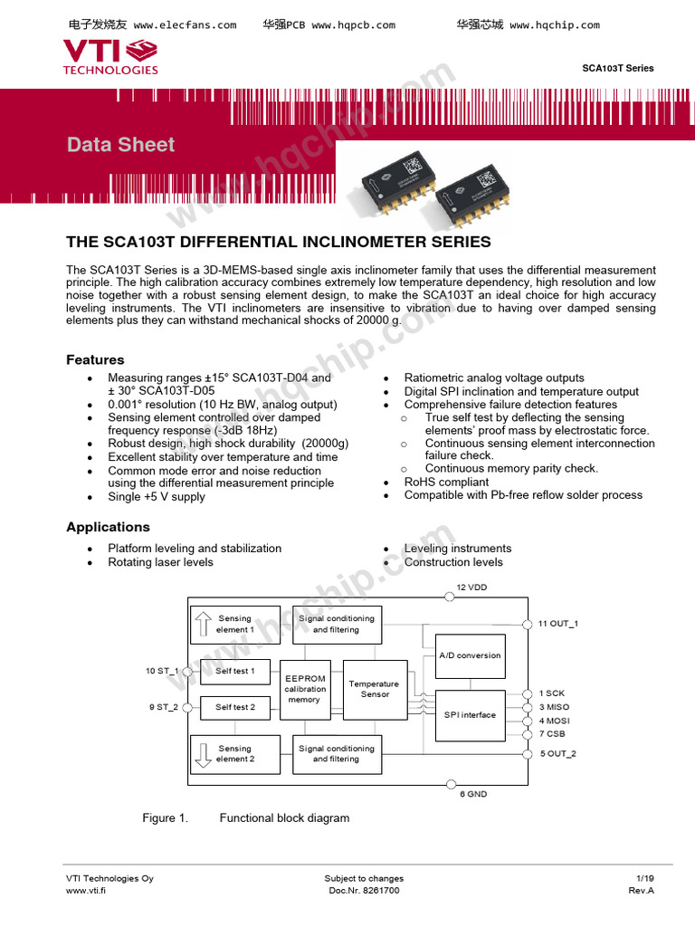 SCA103T Inclinometer Overview | PDF | Amplifier | Electronic Engineering