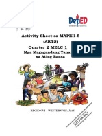 Activity Sheet Sa MAPEH-5 (ARTS) Quarter 2 MELC 1: Mga Magagandang Tanawin Sa Ating Bansa