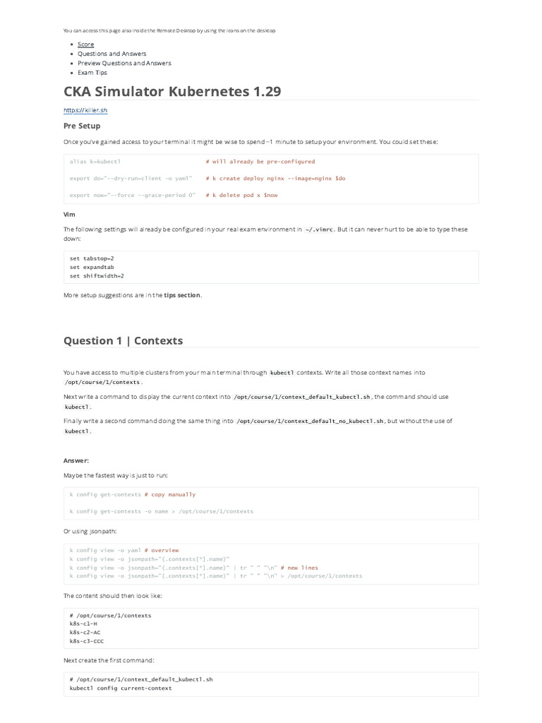 CKA Exam Simulator Setup Guide | PDF | Computer Architecture | Computer ...