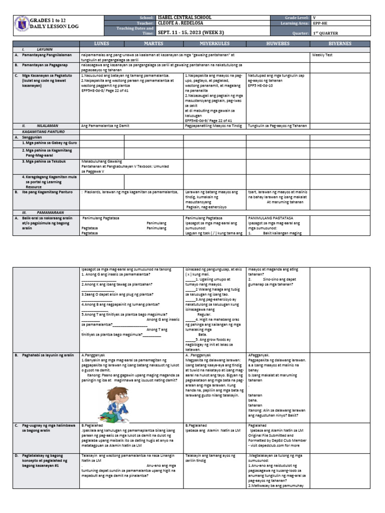DLL - Epp 5 - Q1 - W4 | PDF