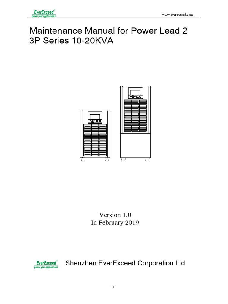 Maintenance Manual For Power Lead 2 3 P Series 10-20KVA: in