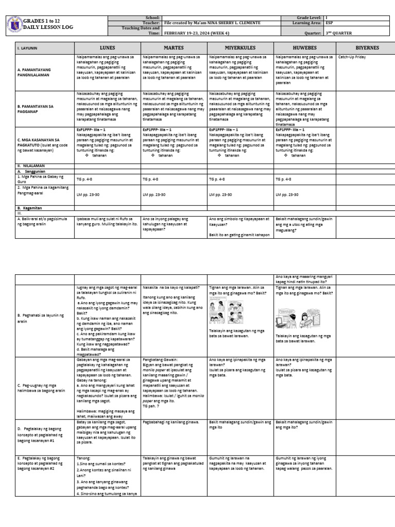 DLL - Esp 1 - Q3 - W4 | PDF