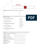 WORKSHEET 1 Numbers