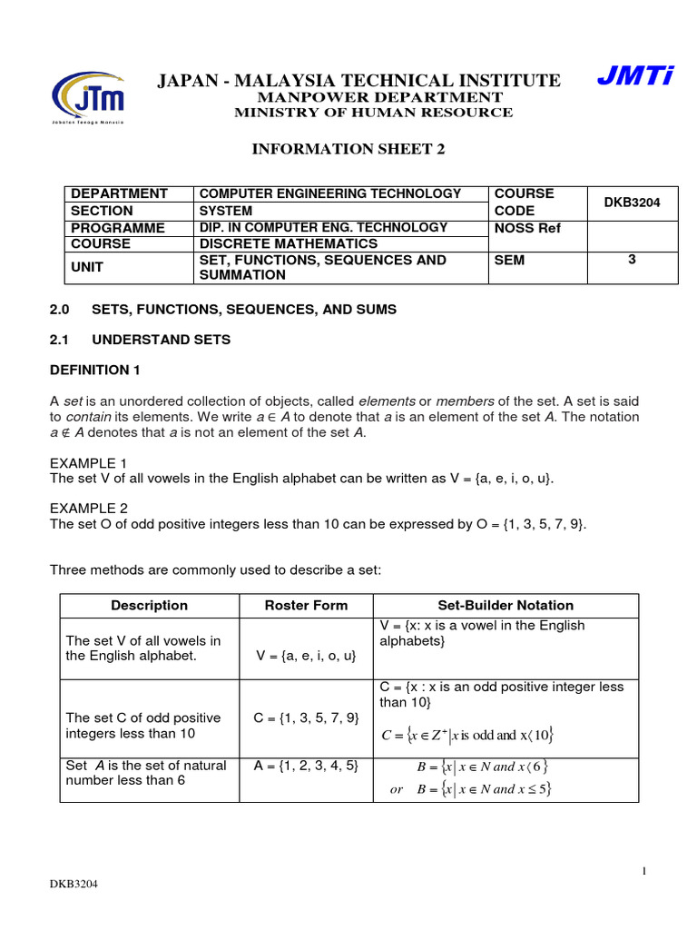 Bab 2 sets functions seq and sums pdf function mathematics