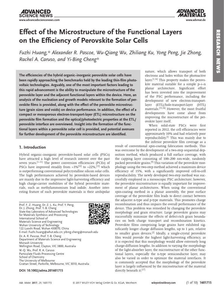 Perovskite Solar Cell Efficiency Factors | PDF | Nucleation | Crystal ...
