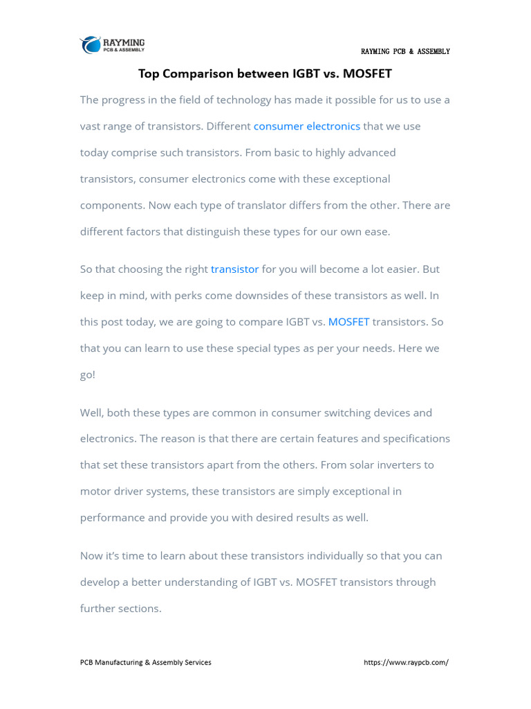 Top Comparison Between Igbt Vs Mosfet Pdf Field Effect Transistor