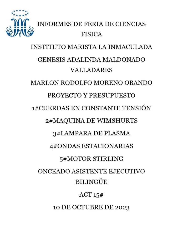 Informes de Feria de Ciencias Fisica | PDF